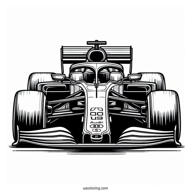 Front View Of Audi F1 Coloring Page Race Car
