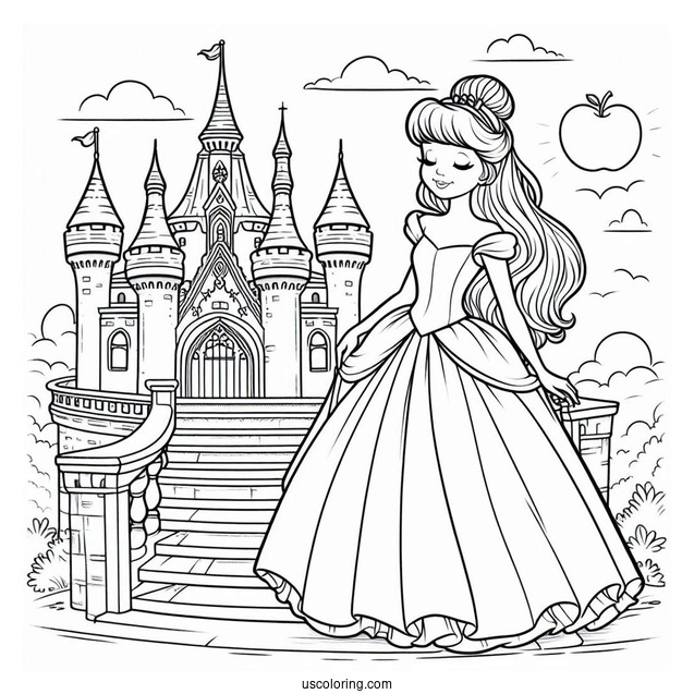 Princess Coloring Page Of Cinderella Inside Castle