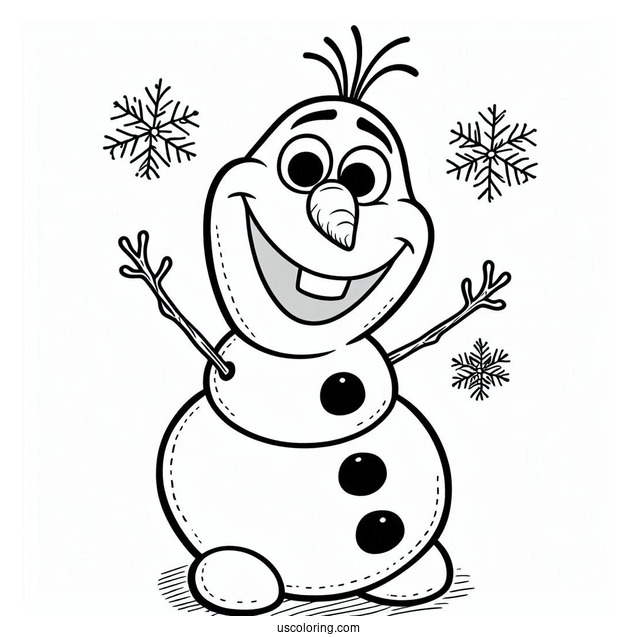 Cheerful Olaf Coloring Sheet
