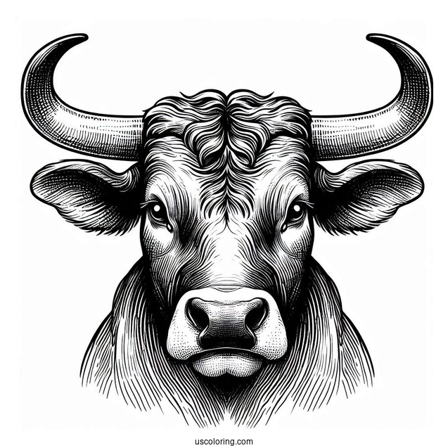 Close Up Of Bull Horns Coloring Sheet
