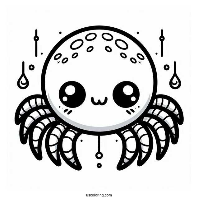 Cute Cartoon Spider Coloring Page For Kids