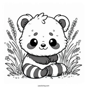 Cute Baby Red Panda In Grass