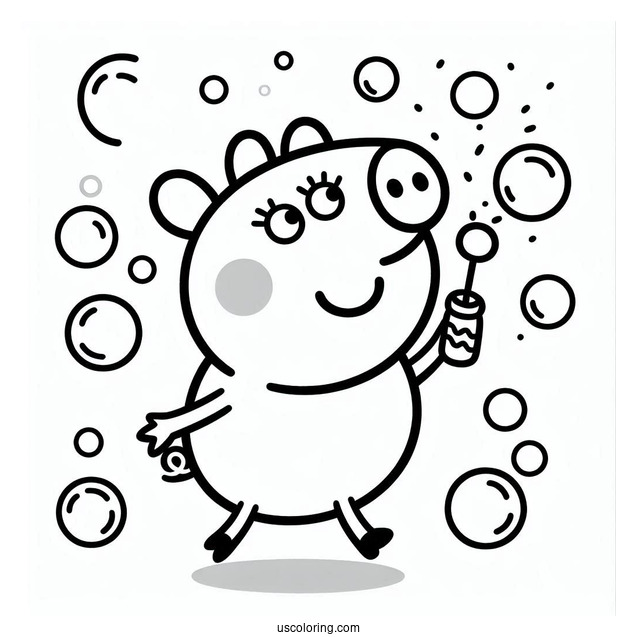 George Pig Playing With Bubbles Coloring Sheet