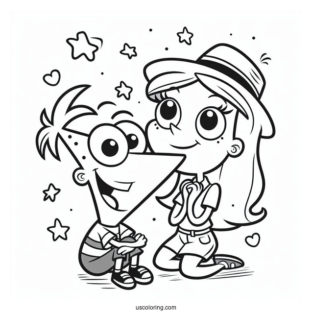 Cute Phineas And Ferb Coloring Page For Preschoolers