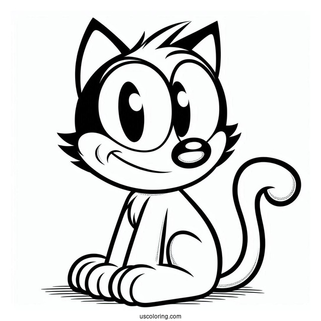 Easy Outline Of Felix The Cat Coloring Sheet
