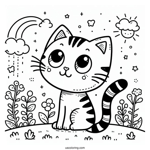 Easy Pete The Cat Coloring Page For Preschoolers