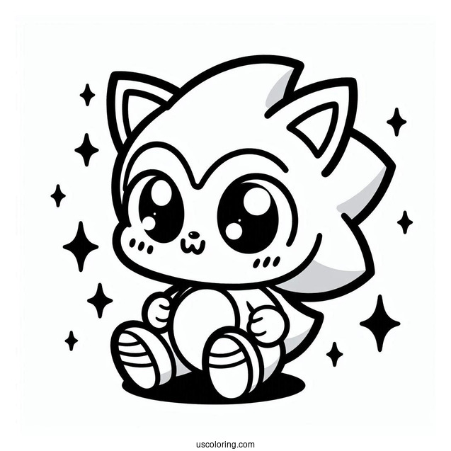 Kawaii Baby Sonic Coloring Page For Kids