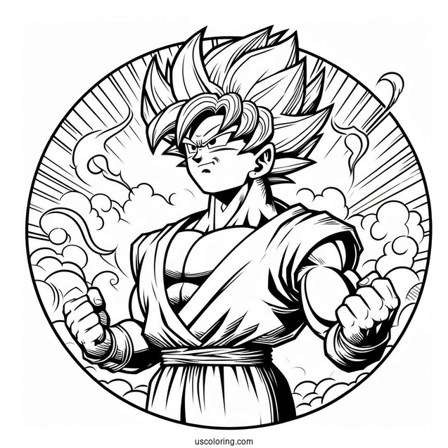 Super Saiyan Goku Coloring Page For Kids