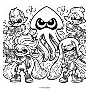 Detailed Splatoon Coloring Page Of Inklings Vs Octolings