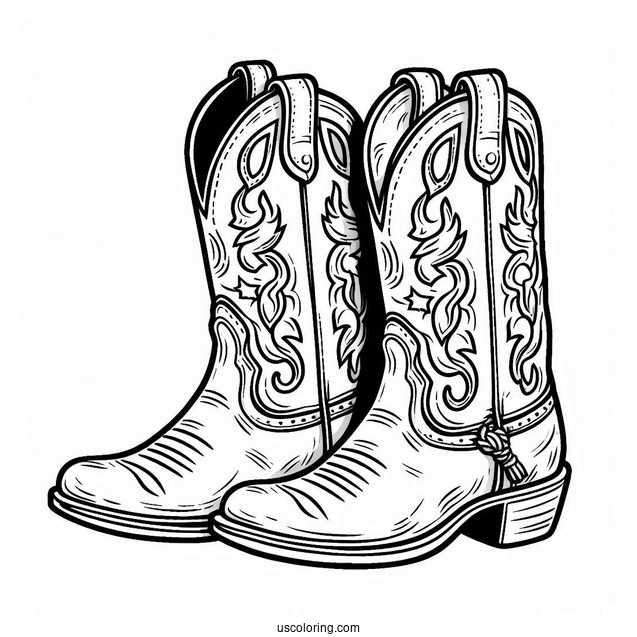 Simple Cowboy Coloring Page Boots For Kids