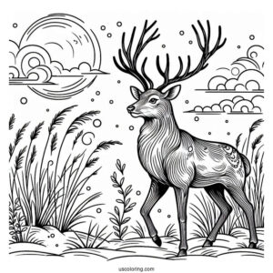 Wild Reindeer Walking In The Snow
