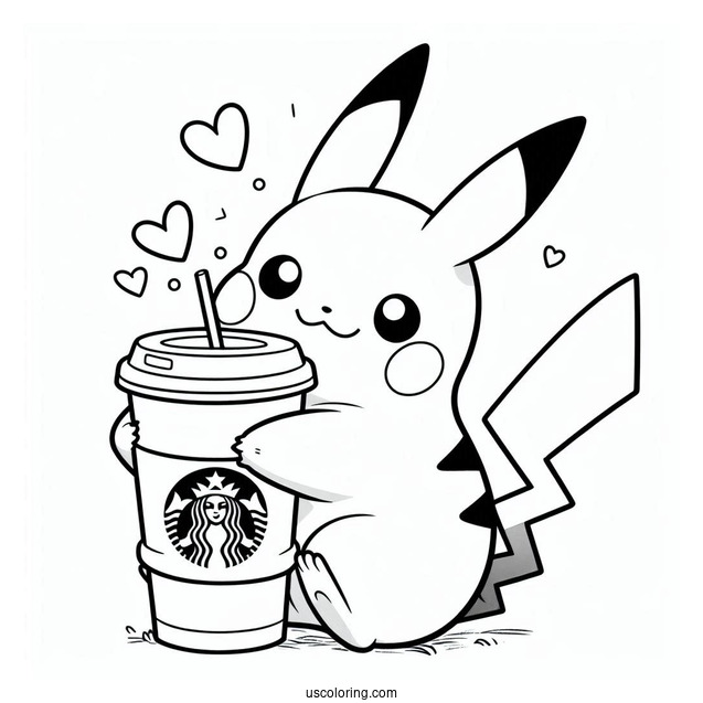 Pikachu Hugging Starbucks Cup