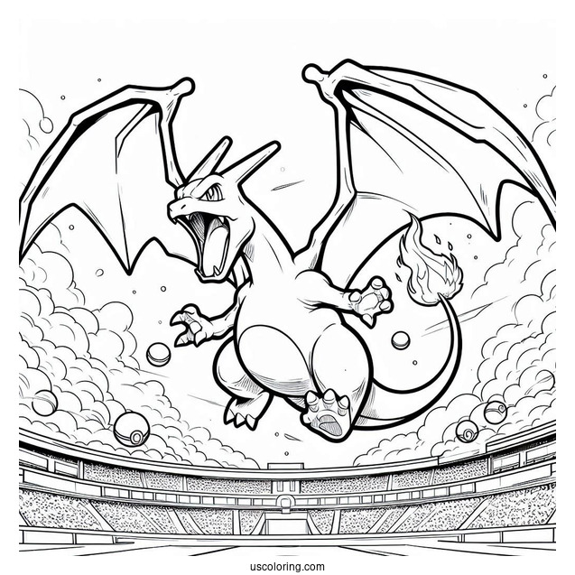 Ferocious Charizard Flying Out Of Pokemon Stadium