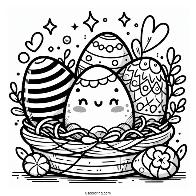 Simple Easter Eggs Coloring Page For Kids