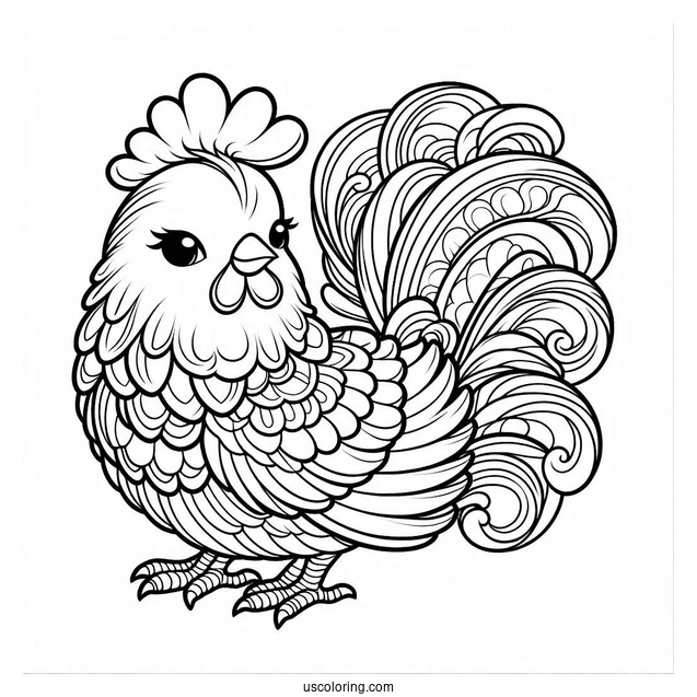 Chinese Silk Chicken Coloring Page