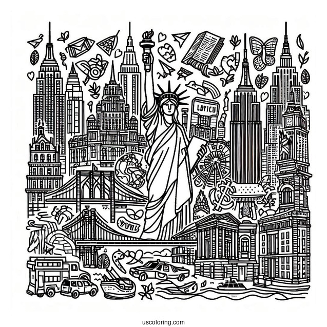 New York Coloring Page Of Elements
