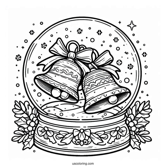 Christmas Bells Snow Globe Coloring Page