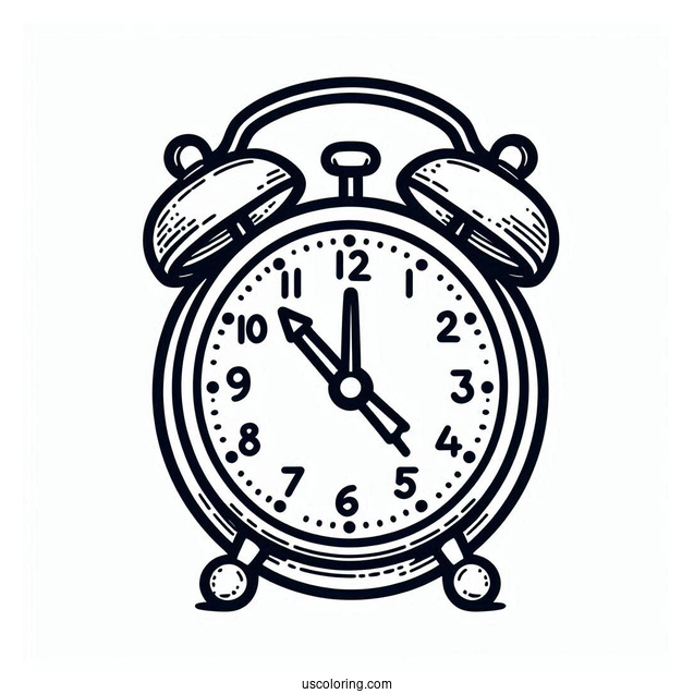 Simple Outline Of an Alarm Clock To Color