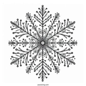 Stellar Dendrite Snowflake Coloring Page Outline