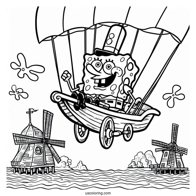 SpongeBob Coloring Page Of The Flying Dutchman