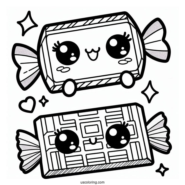 Kawaii Chocolate Bar To Color