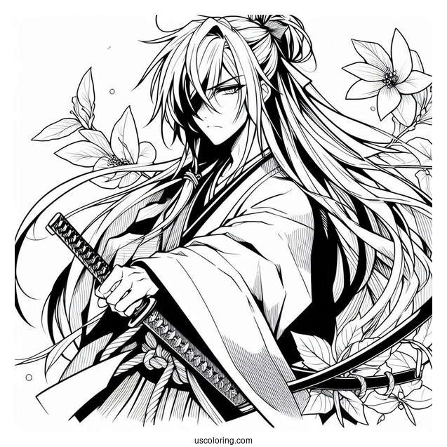 Manga Coloring Page Of The Elusive Samurai