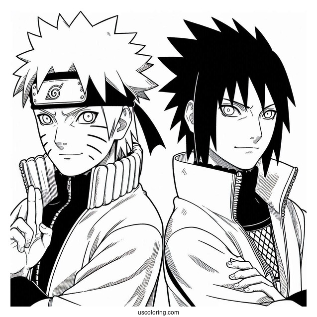 Easy Naruto And Sasuke Coloring Page For Kids