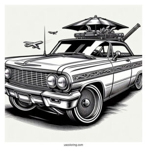 Detailed Lowrider Coloring Page Vintage Car