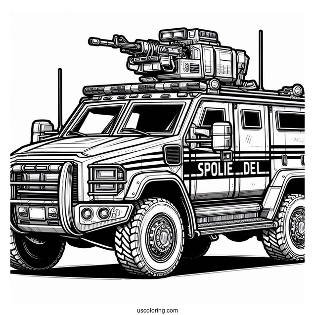 Armored Swat Police Car Coloring Page