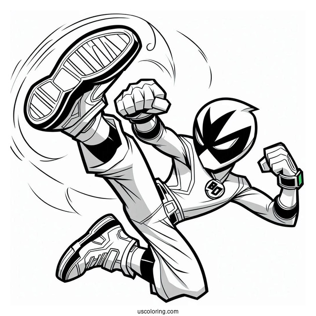 Ben 10 Coloring Page Of Grey Matter Doing High Kick