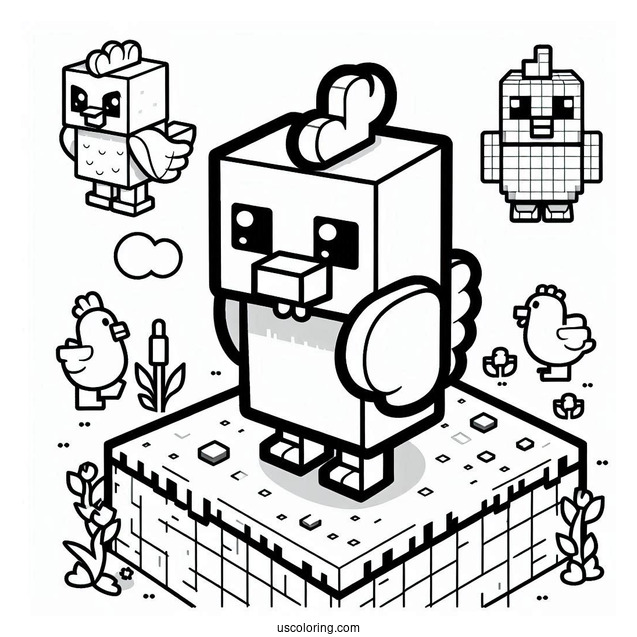 Minecraft Chicken Coloring Sheet