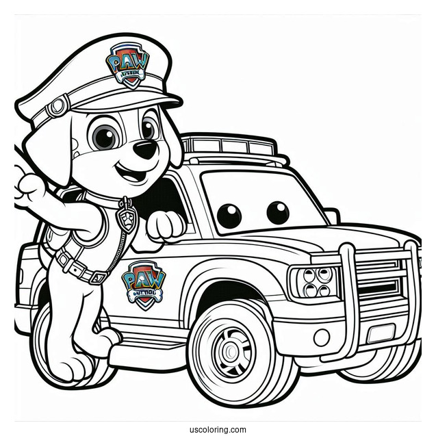 Coloring Page Of Chase In Police Truck