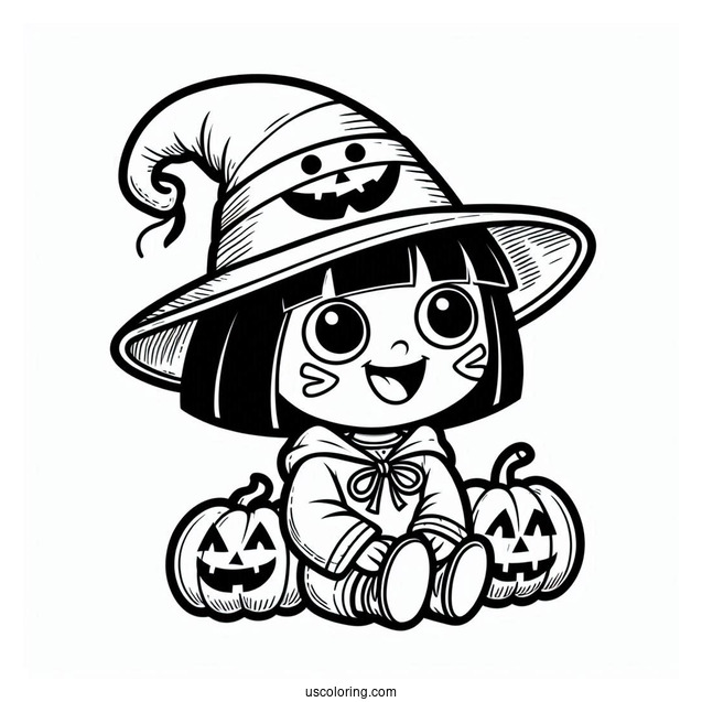 Halloween Themed Dora The Explorer Coloring Page