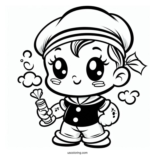 Cute Chibi Popeye Coloring Page For Preschoolers