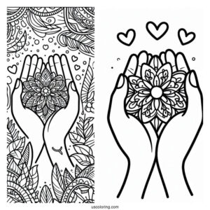 Hands Holding A Peace Coloring Page
