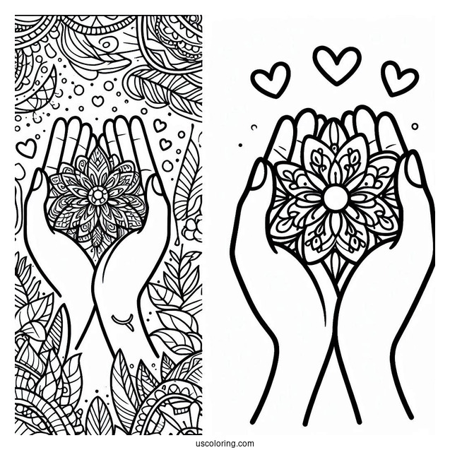 Hands Holding A Peace Coloring Page