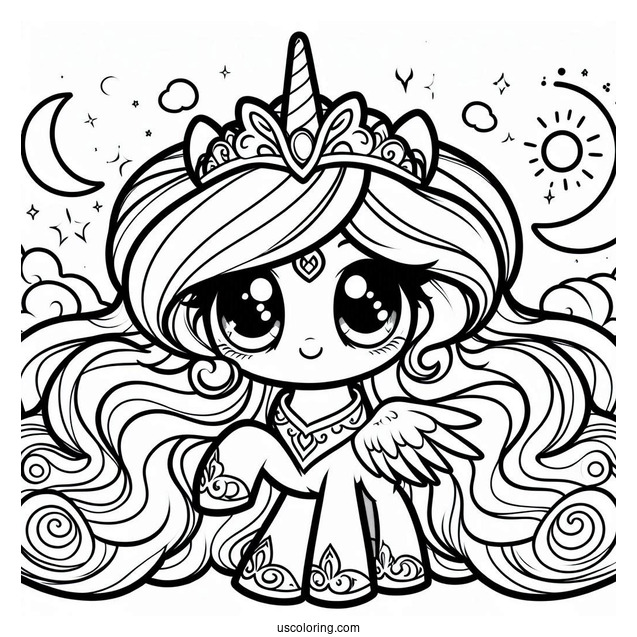 Chibi Princess Celestia Coloring Page For Kids