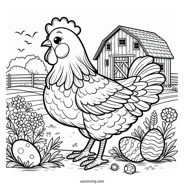 Farm Chicken To Color
