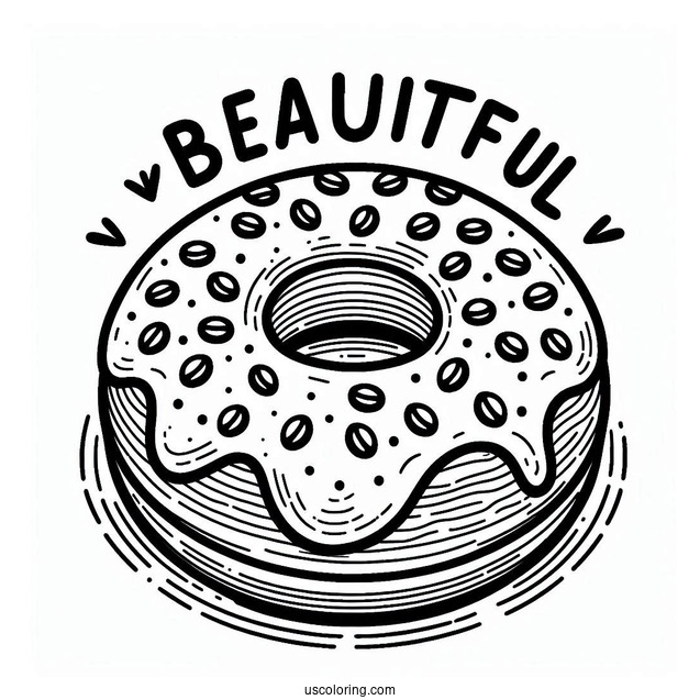 Simple Outline Of Donut With Text To Color