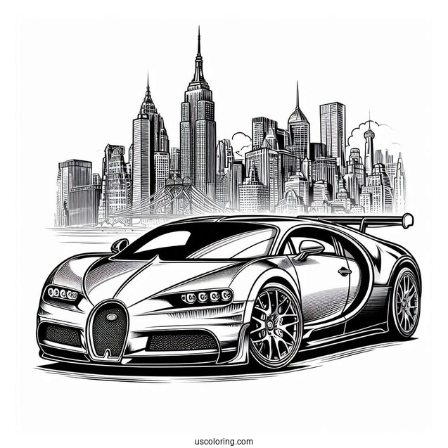 Realistic Bugatti Coloring Page Divo