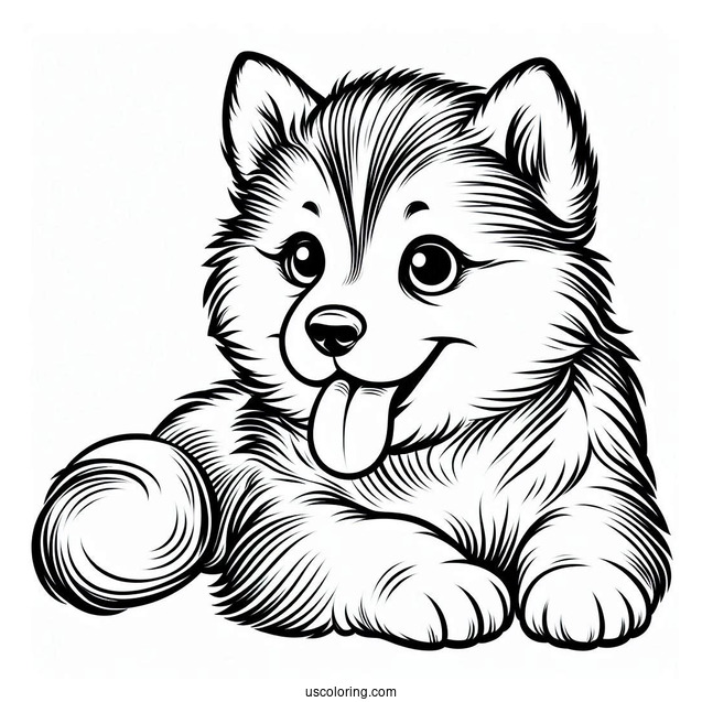 Husky Puppy With Tongue Out Coloring Page