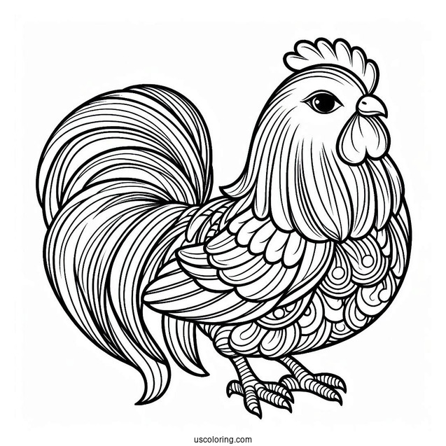 Chinese Silk Chicken Coloring Page