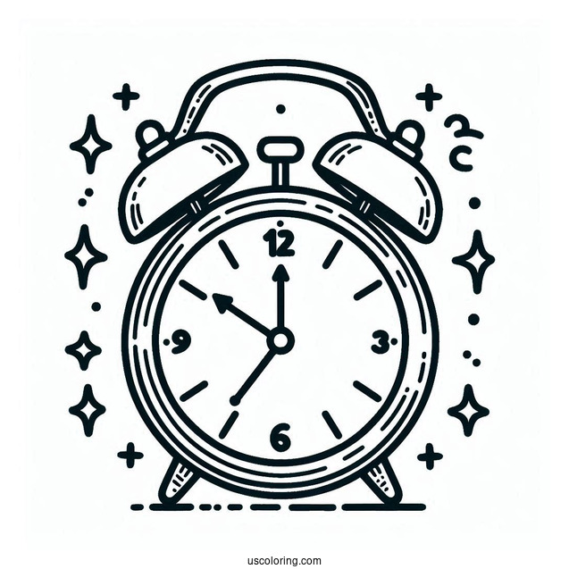 Simple Outline Of an Alarm Clock To Color