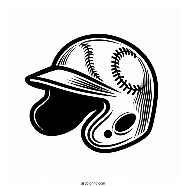 Simple Outline Of a Baseball Helmet