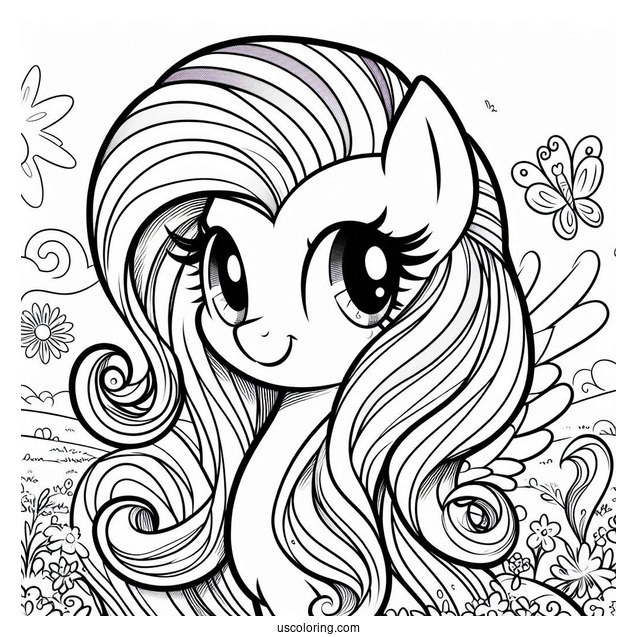 Smiling Fluttershy, Rarity, and Twilight Sparkle in Field