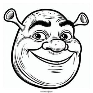 Shrek Face Coloring Page For Kids