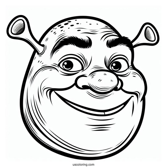 Shrek Face Coloring Page For Kids