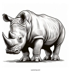 Realistic Rhino Coloring Picture