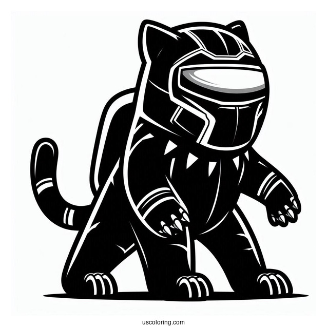 Among Us Black Panther Coloring For Kids