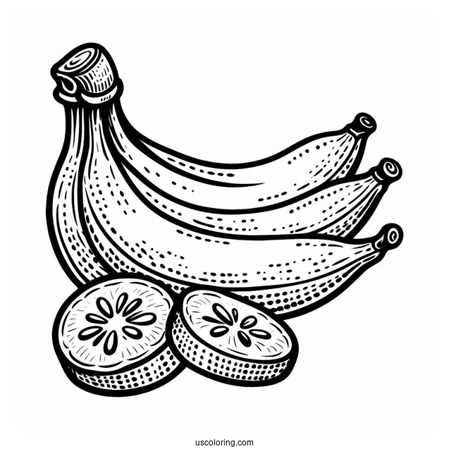Easy Banana Coloring Page For Kids